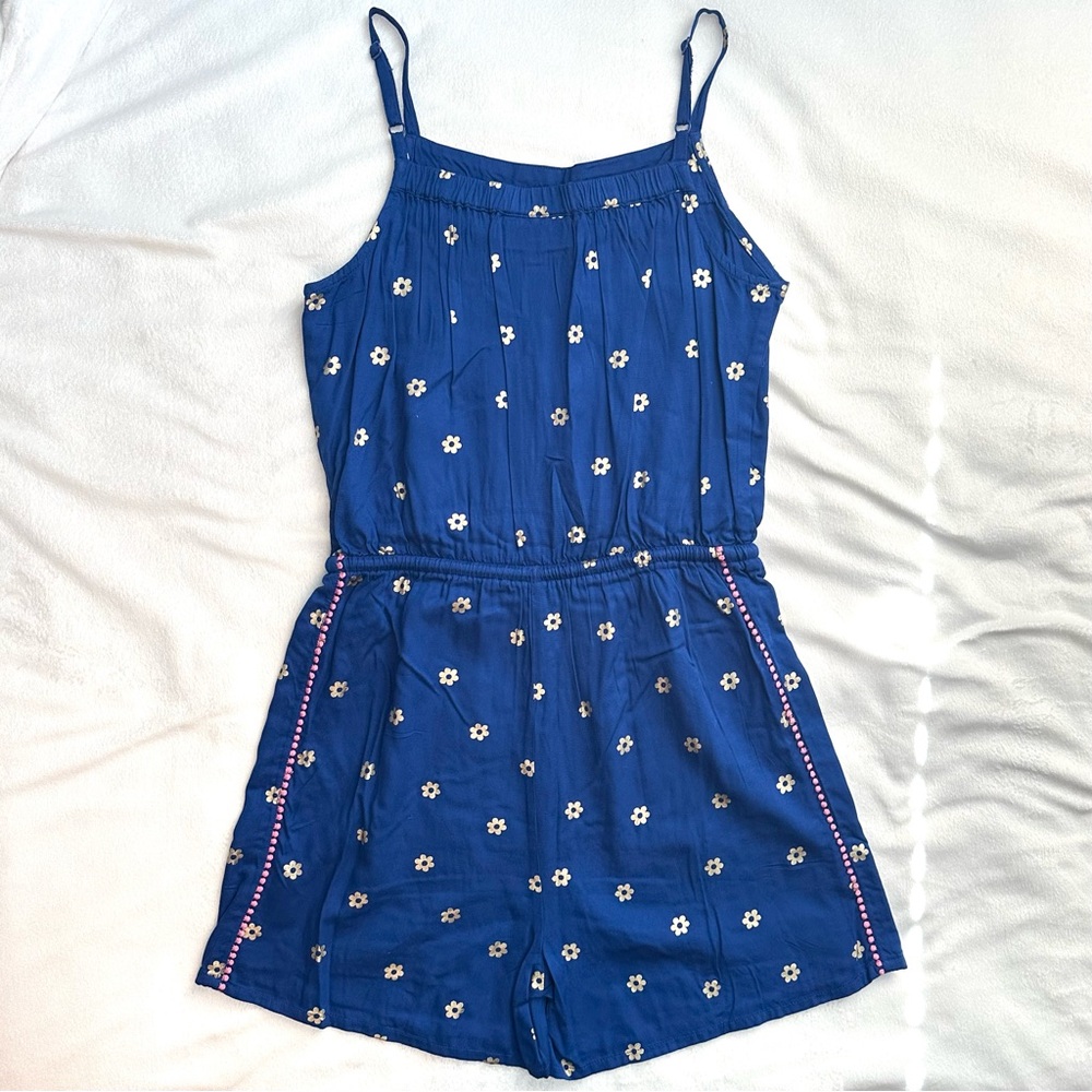 Boden Royal Blue Floral Sleeveless Romper Girls 13-14 Kids Flowers Tank Pink - Picture 3 of 8